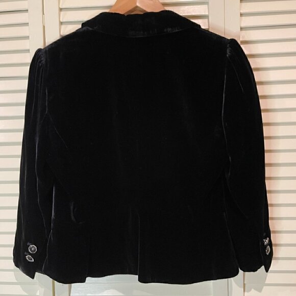 ANN TAYLOR LOFT Black Velvet One Button Blazer 3/4 Sleeves NWOT - Picture 3 of 5